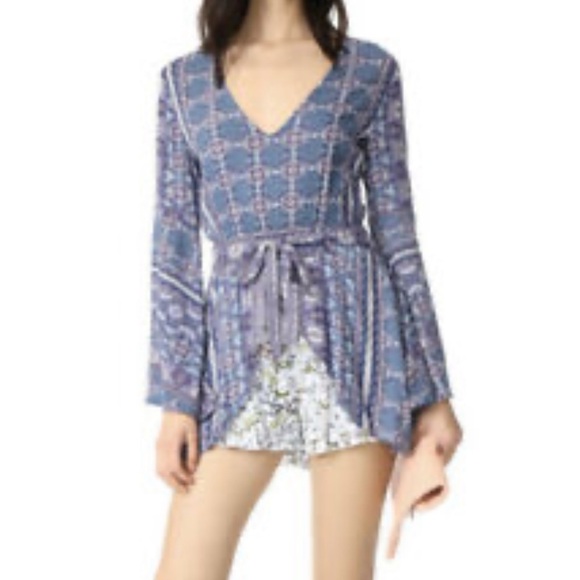 Anthropologie Some Days Lovin Purple Boho Long Sleeve Romper Dress XS - Picture 6 of 6